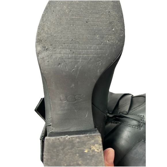 UGG Bandara Tall Black Leather Riding Boots Women's 8 Equestrian Minimalist - Picture 9 of 14